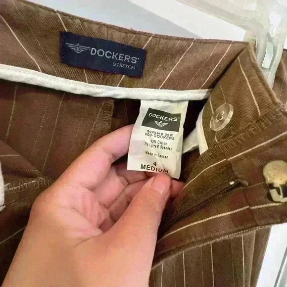 Dockers Mid Rise Brown Striped Dress Pants Size 4 - Picture 5 of 14